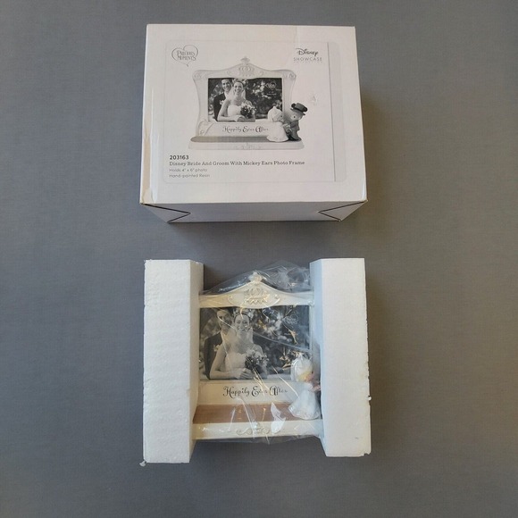 Precious Moments Mickey Mouse Bride And Groom Frame Happily Ever After NIB - Picture 2 of 6